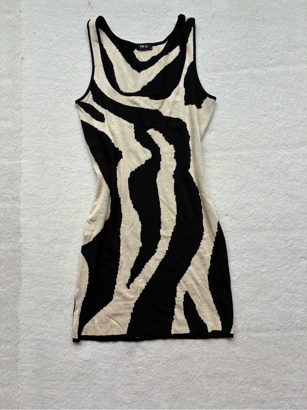 Micas Black & Cream Zebra-Print Mini Dress